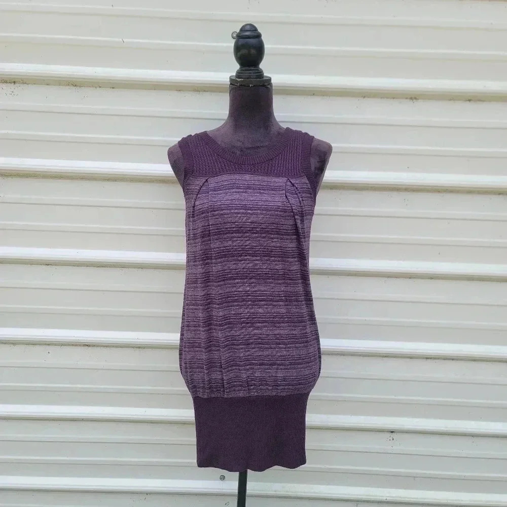 CHARLOTTE RUSSE Purple Stripe Sweater Dress Stretch Bodycon SHORT Women's S